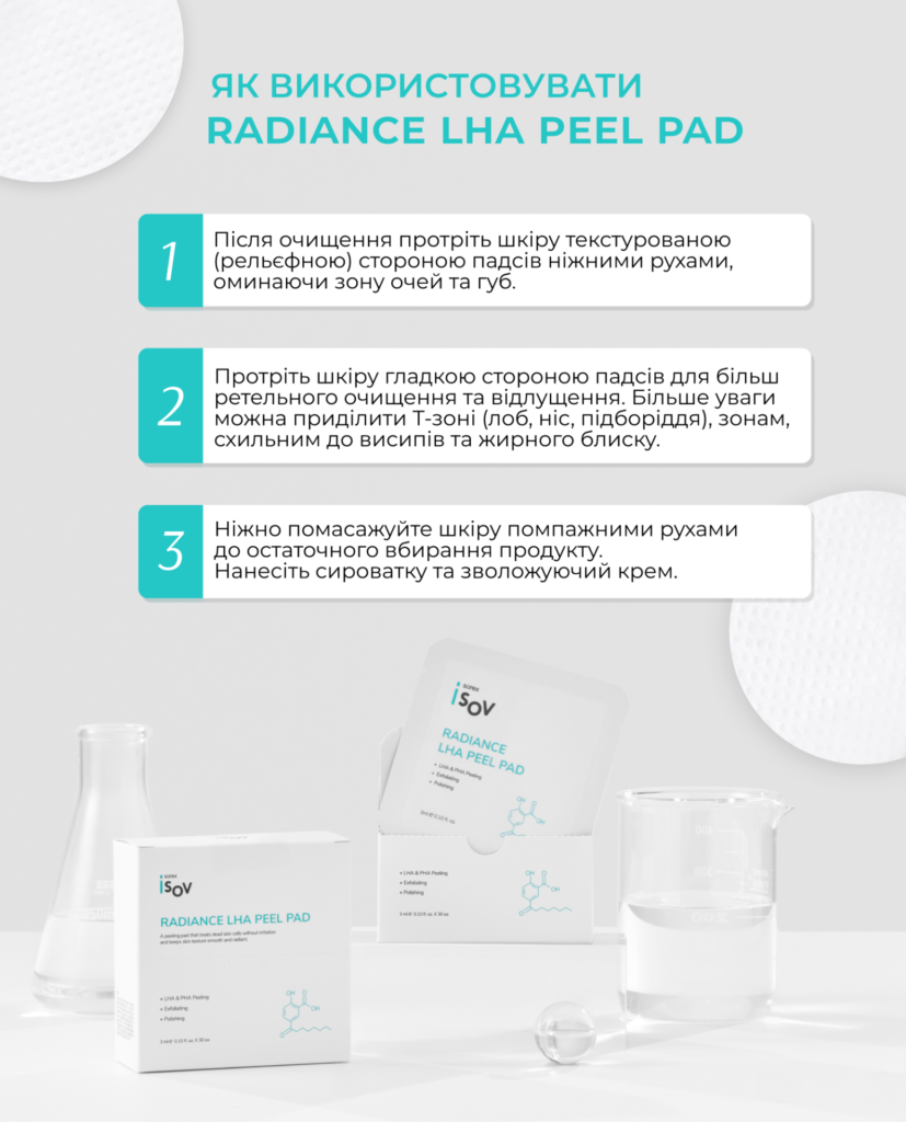 Radiance LHA Peel Pad. Ексфоліюючі пілінг-падси, упаковка 3 мл x 30 шт - Зображення 4